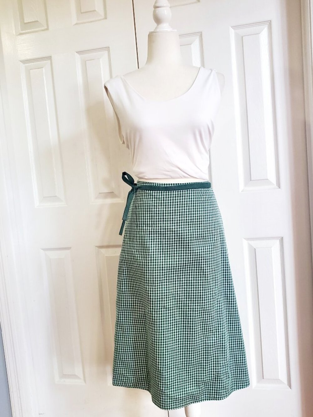 Vintage The Pond Reversible Wrap Skirt Cottagecore Gingham Folk Art Midi Skirt M - Picture 9 of 13